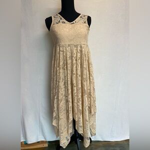NWT Beige Flower Girl's Dress Vintage Lace Dress